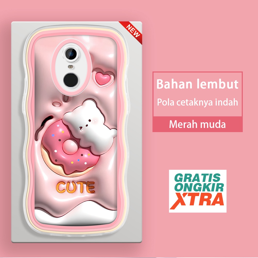Redmi Note 4 8 9 11S 10 10T 10S 11 SE 5G POCO M3 Pro 4G  Casing Ponsel  Pola Kelinci Cinta Donut 3D 