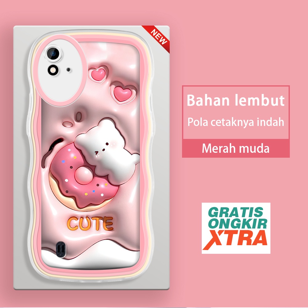 Realme 2 Pro Narzo 20 30 30A 20A 50 Pro 50i 50A Prime Q5  Casing Ponsel  Pola Kelinci Cinta Donut 3D