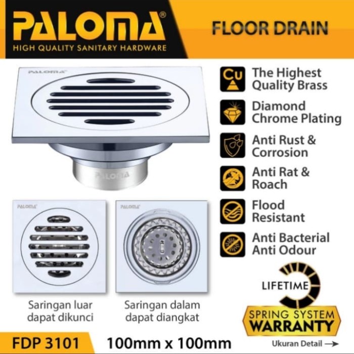 [Original] Paloma Fdp 3101 Floor Drain Saringan Kamar Mandi Anti Bau Fdp3101 Berkualitas