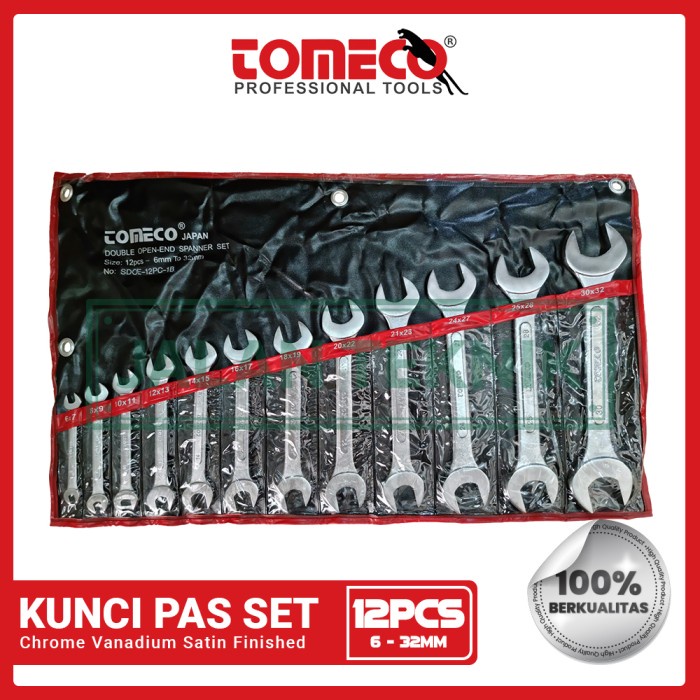 ✅New Kunci Pas Set Cr-V Tomeco 12Pcs 6-32Mm Terbatas