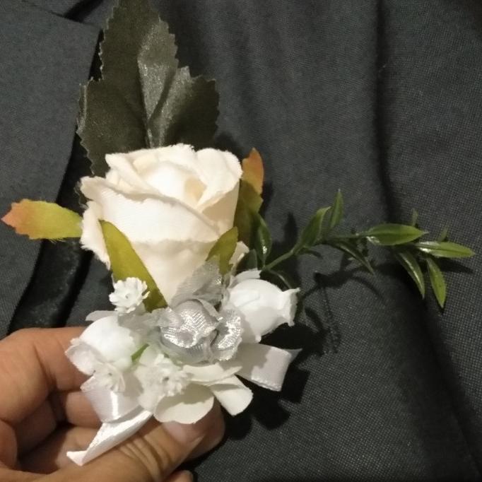 Korsase bunga mawar putih bros jas mawar putih L64L