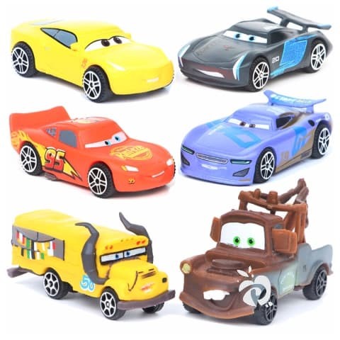 CARS ACTION FIGURE SET 6 PAJANGAN MAINAN MINIATUR CAKE TOPPERS FG325