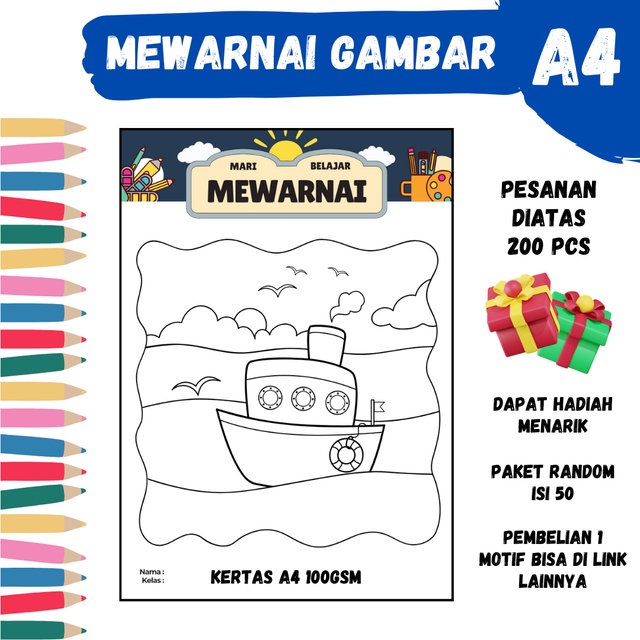 

Mewarnai Gambar A4 Motif 16 LizaStore - PAUD, TK, SD