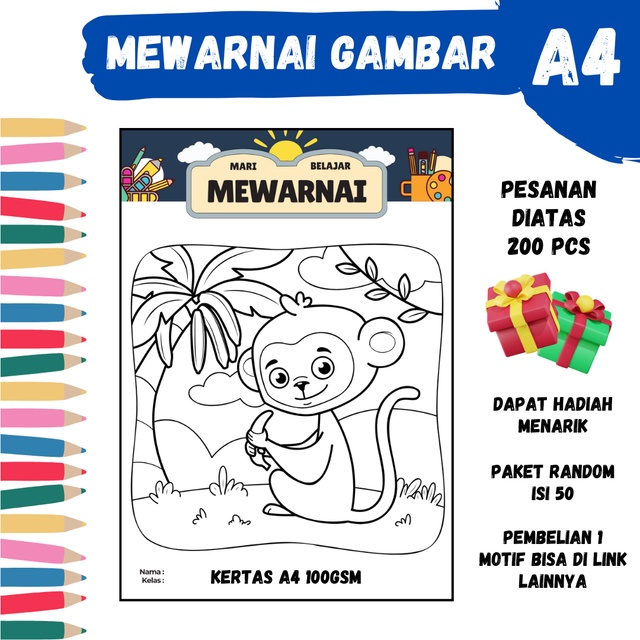 

Mewarnai Gambar A4 Motif 38 LizaStore - PAUD, TK, SD