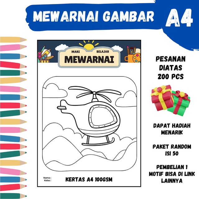 

Mewarnai Gambar A4 Motif 46 LizaStore - PAUD, TK, SD