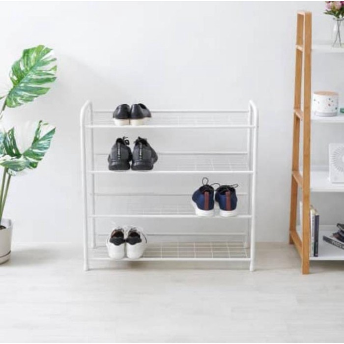 ✅Original Rak Sepatu Besi Susun 4 Besi - Rak Sepatu Minimalis 4 Tingkat Besi Diskon