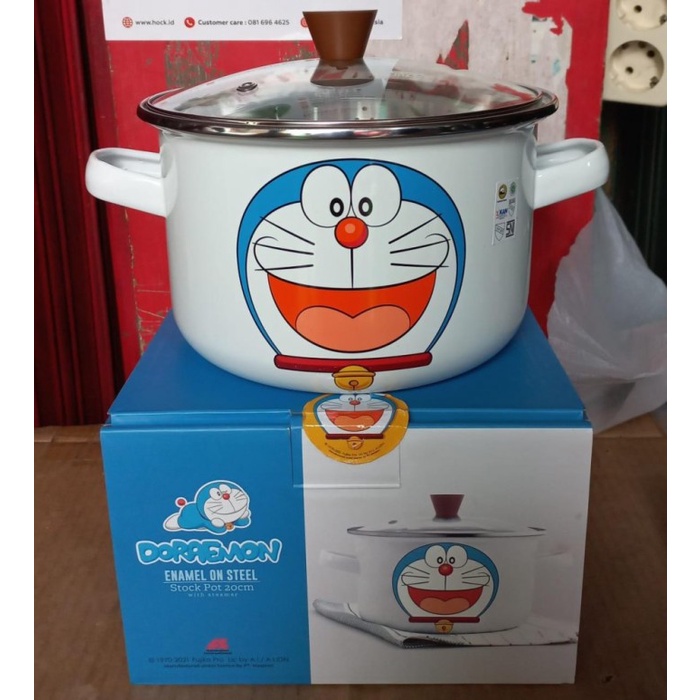 ✅Original Stock Pot With Steamer Basket Doraemon Enamel On Steel 20 Cm Stainless Limited