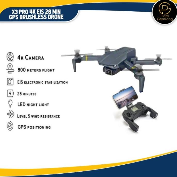 New X3 Pro 4K Eis 28 Min Gps Brushless Drone Original