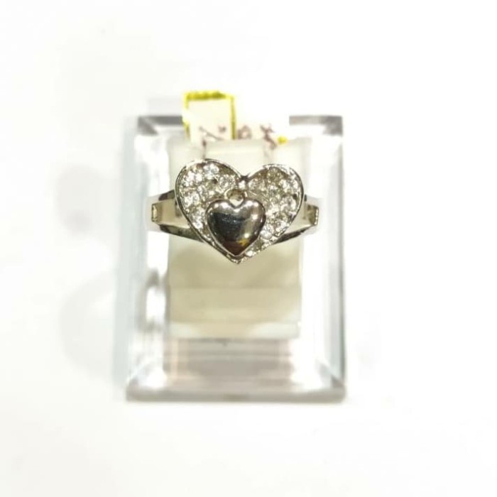 ✨Termurah Cincin Wanita Love Hati Emas Putih 750 Berkualitas