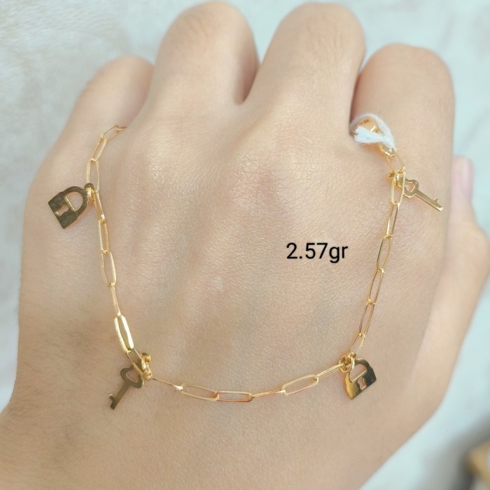 ✨Sale Gelang Emas Kunci Gembok- Lock  Key Bracelet - 75 Rosegold Terbatas