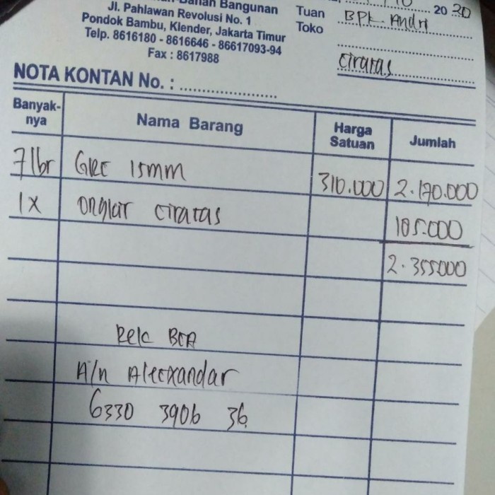 

✨Ready Nota Bpk. Andri Diskon