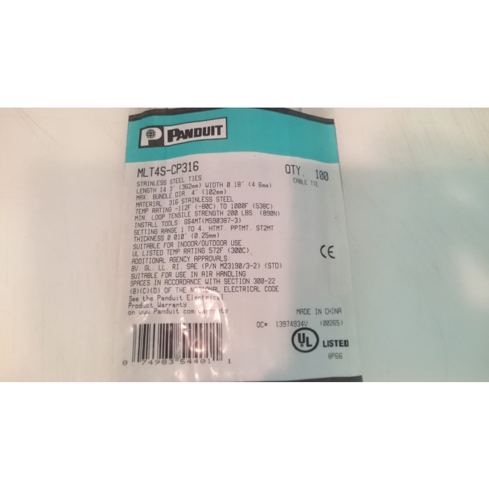 

✨Ready Panduit Mlt4S-Cp316 Cable Ties Stainless Uk. 362Mm X 46Mm 100 Pcs Berkualitas