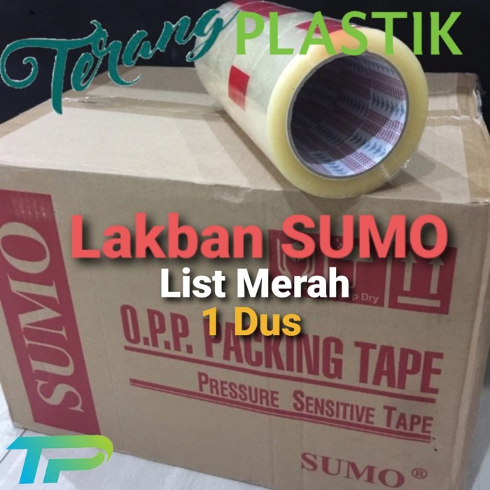 

✨Sale 1 Dus Lakban Bening Opp Sumo Tape Merah 2 Inch X 120 Yard Berkualitas