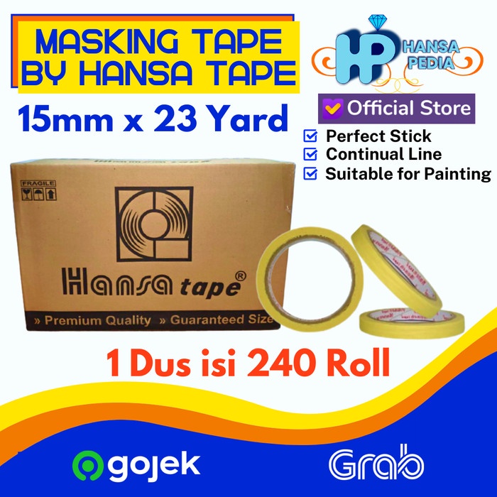 

✨Sale Lakban Kertas Hansa Tape 15 Mm X 23 Yard 1 Dus Isi 240 Roll Limited