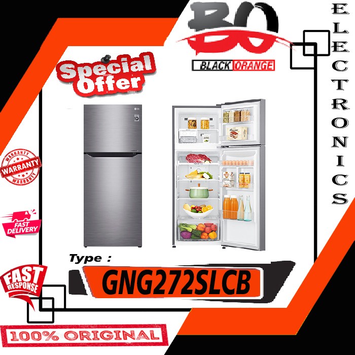 ✨Original Lg Gn-G272Slcb Kulkas 2 Pintu Gng272Slcb Gng272 Gn-G272 272Slcb Terbaru