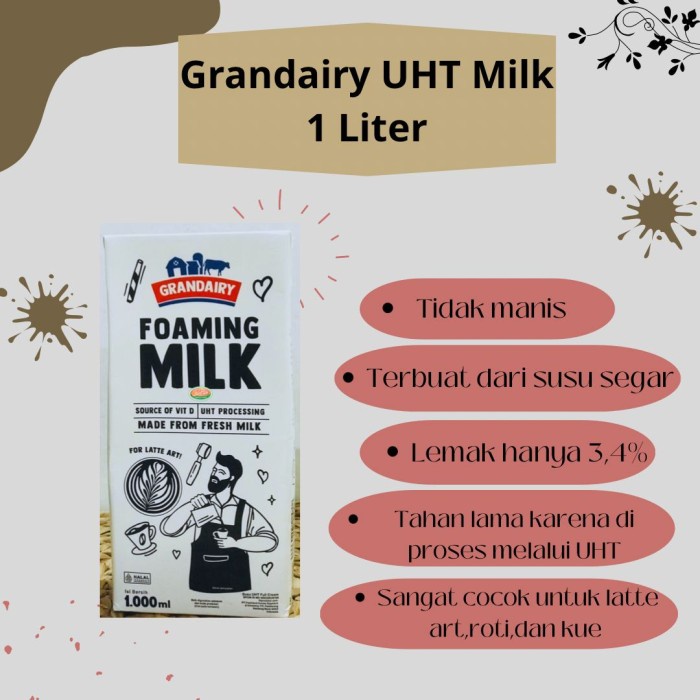 

Produk Unggulan] GRANDAIRY UHT MILK 1 LITER
