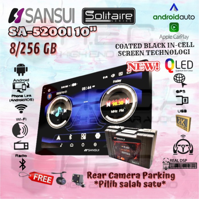 ✅Ori Sansui Solitaire 8/256 Gb Android 10 Inch Sa-5200I Head Unit  Camera Terbatas
