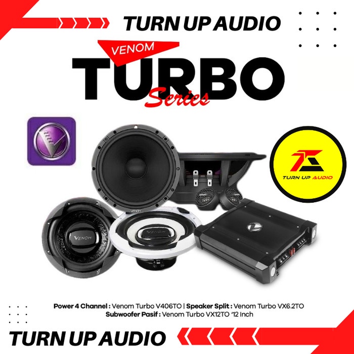 ✅New Ori Paket Audio Mobil Venom Turbo Full Set Power 4Ch Subwoofer Split Terbatas