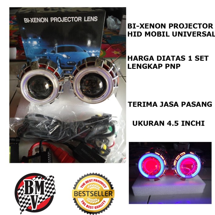 [Original] Projector Hid Bi-Xenon Mobil 1 Set Uk.4.5 Inchi Ae De Blue Red Berkualitas