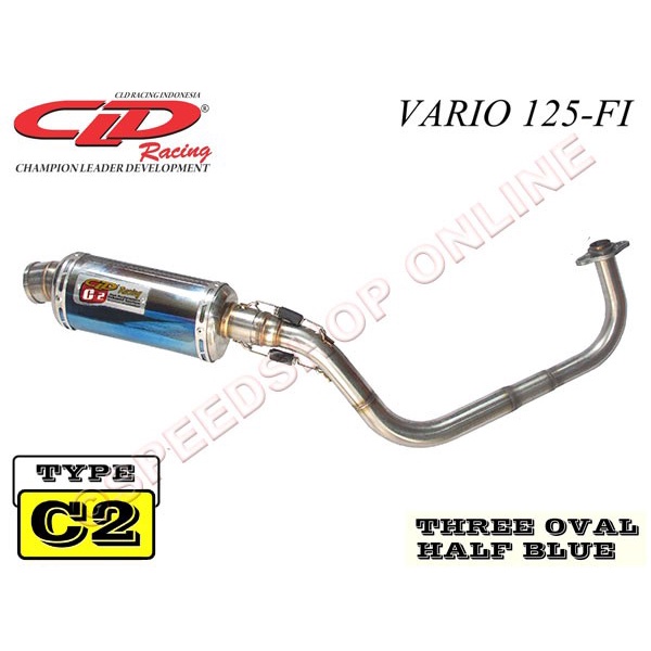 [Original] Knalpot Cld Racing Vario 125Fi Type C2 Silencer Oval Half Blue Limited