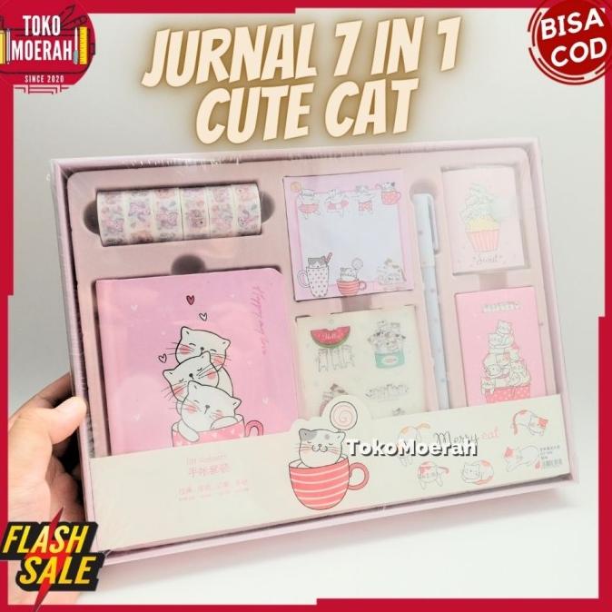 

PAKET JURNAL 7 IN 1 KUCING CUTE CAT ALAT TULIS LENGKAP BUKU DIARY COD