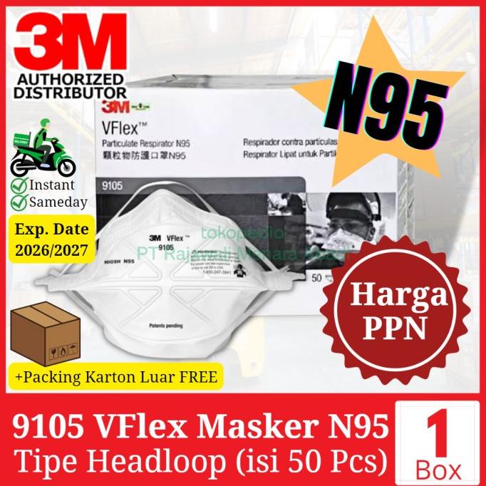 3M Masker 9105 VFlex N95 NIOSH (1 Box isi 50 Pcs)