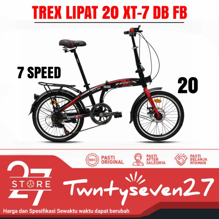 ✨Original Sepeda Lipat Murah Trex Xt7 - Db 7 Speed Berkualitas