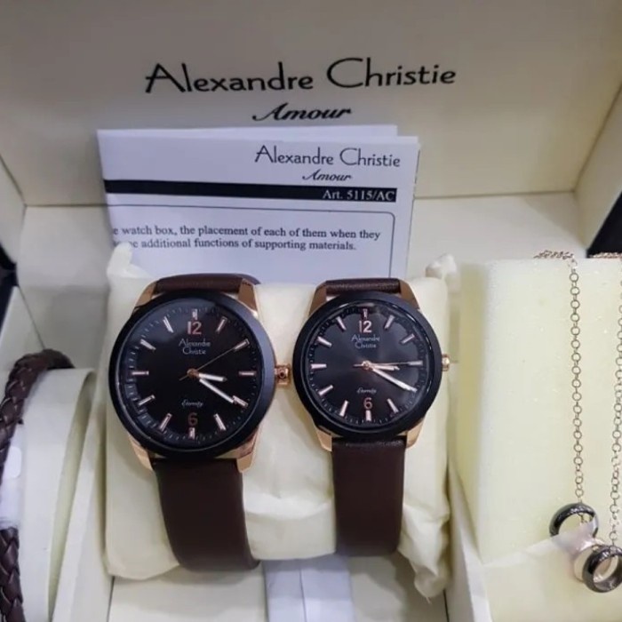 ✨Termurah Jam Tangan Alexandre Christie Couple Original Ac8651 Black Rosegold Berkualitas