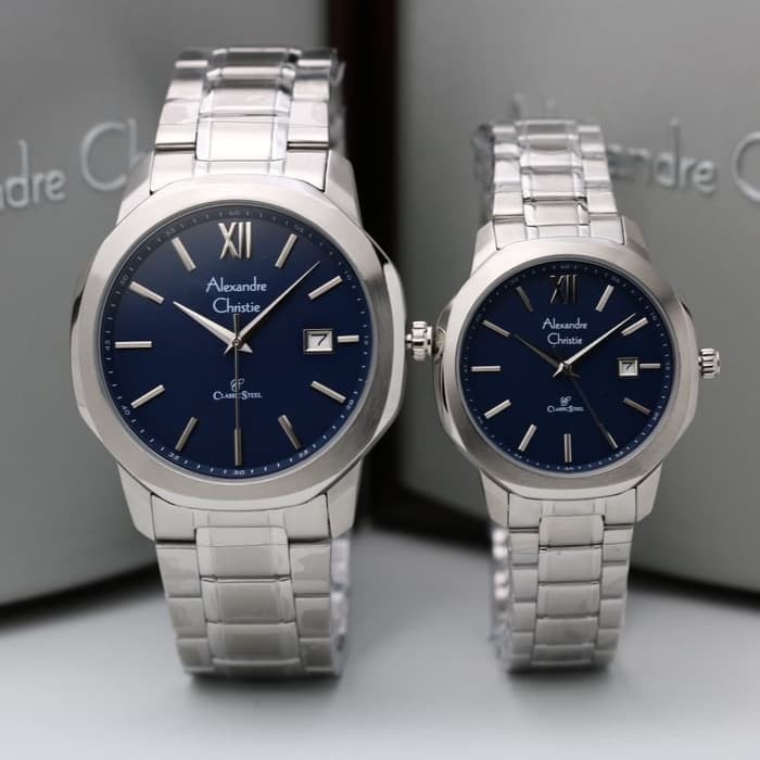 ✨Termurah Alexandre Christie Couple Ac 8619 / Ac8619 Silver Blue Original Terbatas