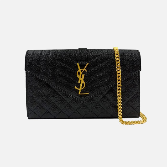 ✨New Saint Laurent Ysl Woc 22Cm Envelope Black Ghw Terbaru