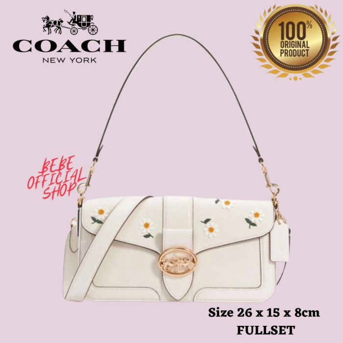✨New [Original] Coach Georgie With Daisy Embroidery Shoulder Bag Original Berkualitas
