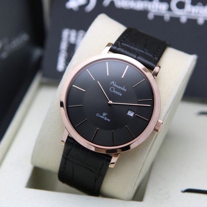 ✨Sale Alexandre Christie Ac 8599 Rosegold Black Pria. Garansi Resmi 1Tahun Terbaru