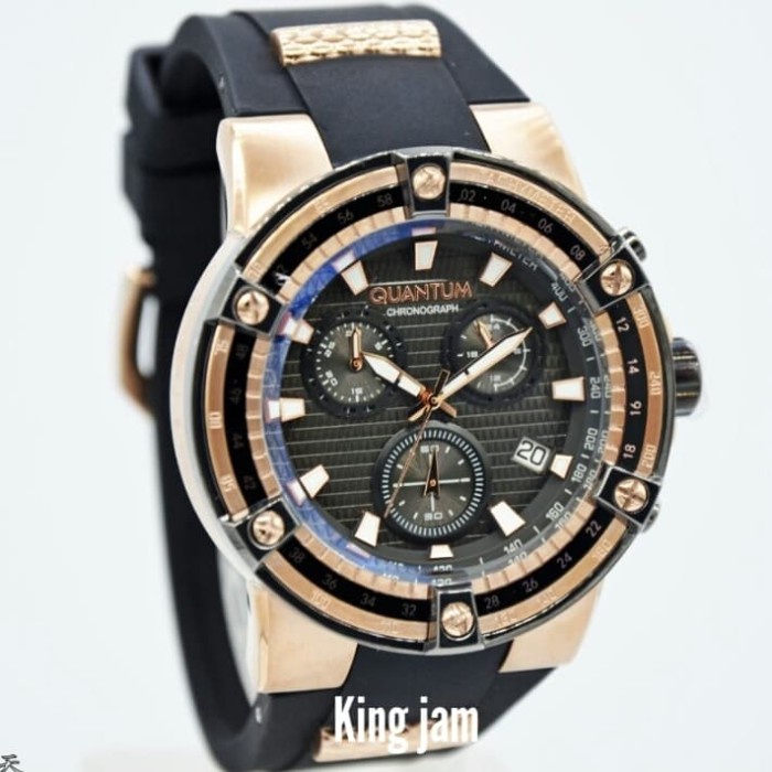 ✨Termurah Jam Tangan Pria Quantum Hng795.461 Original Black Rosegold Rubber Berkualitas