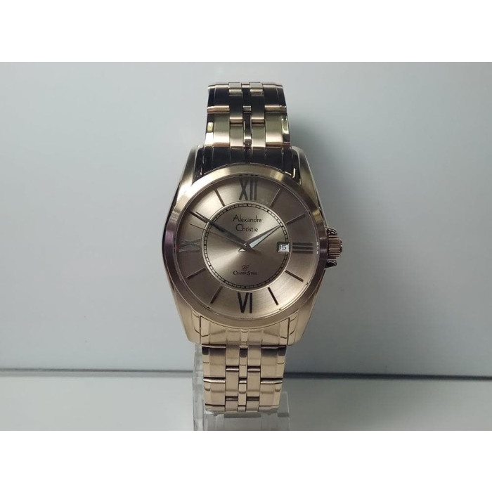 ✨Ready Jam Tangan Alexandre Christie Pria Ac 8427 Md Gold Diskon
