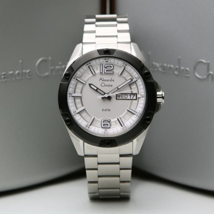 ✨Sale Alexandre Christie 6518 Me Silver Black White Pria Original Garansi Terbatas