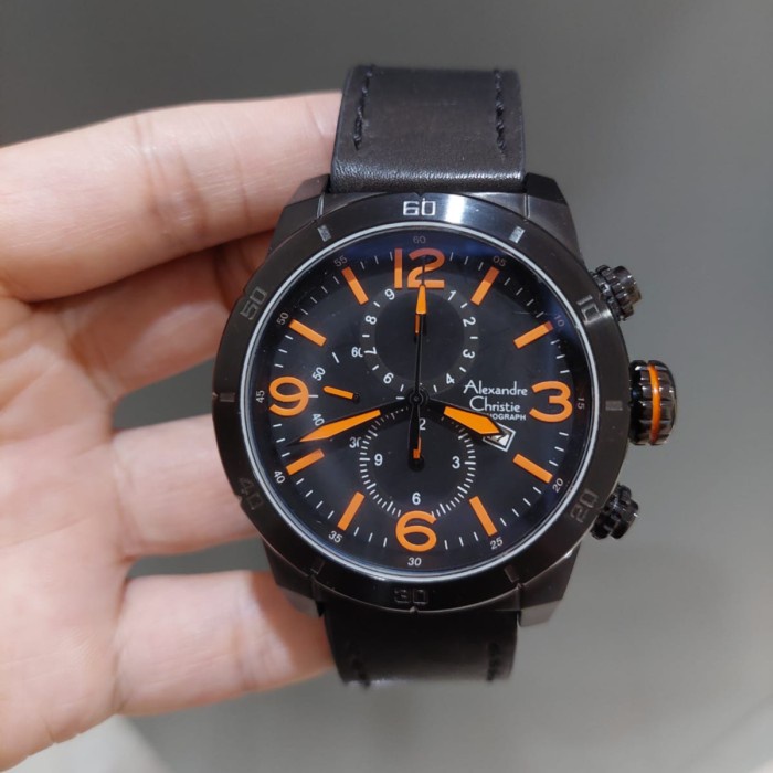 ✨Ready Jam Tangan Pria Alexandre Christie Ac 6234 Ac6234 Black Orange Origina Diskon