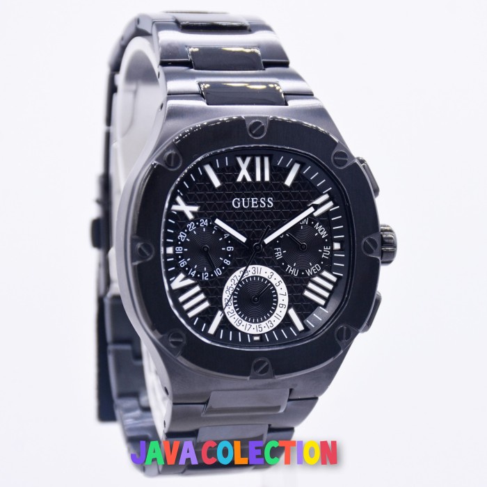 ✨Ready Jam Tangan Pria Guess Gw0572G3 Chronograph Black Stainless Steel Limited