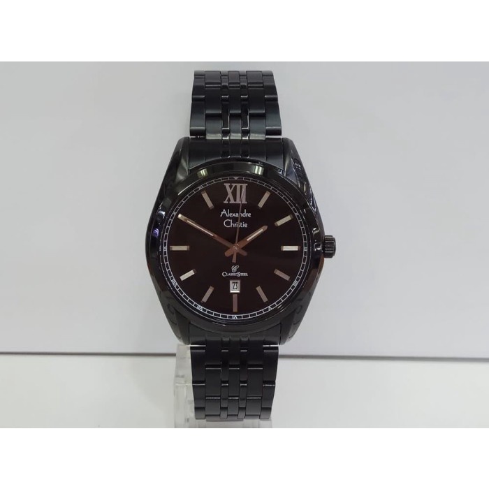 ✨Ready Jam Tangan Pria Alexander Christie Ac8501Md Black Stainless Steel Diskon