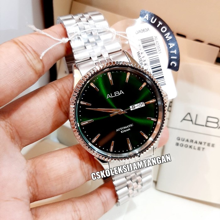 ✨Sale Jam Tangan Pria Alba Automatic Al4235X1 Al4235 Green Dial Original Terbatas