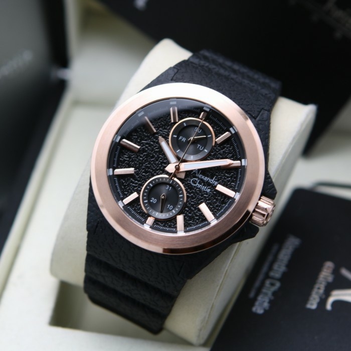 ✨Sale Alexandre Christie Ac 6585 / Ac 6585Mf Rosegold Black OriginalGaransi Limited