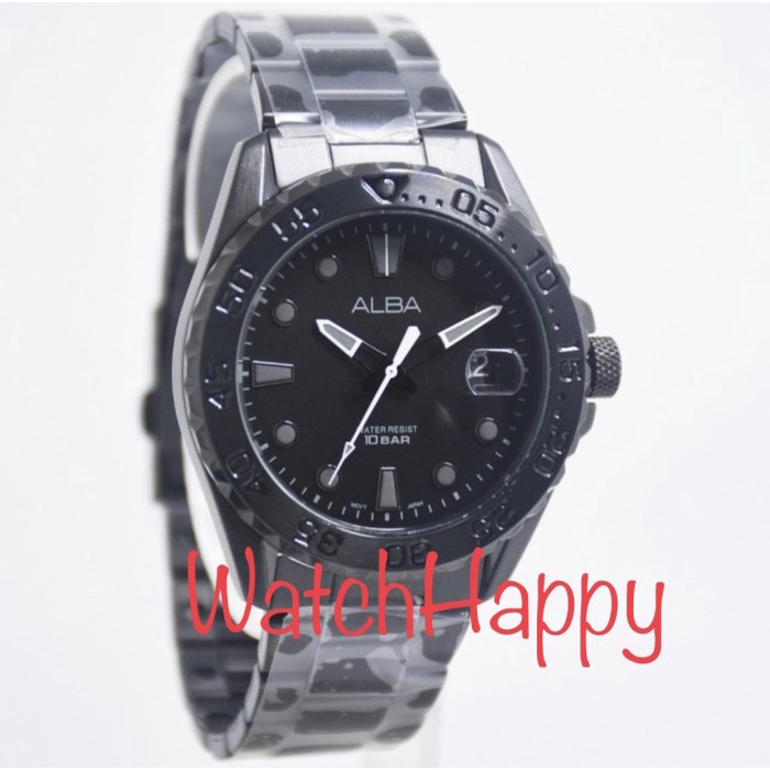 ✨Ready Watchhappy Alba As9N65X1 Mens Sport Watch Dial Black Stainless As9N65 Terbatas