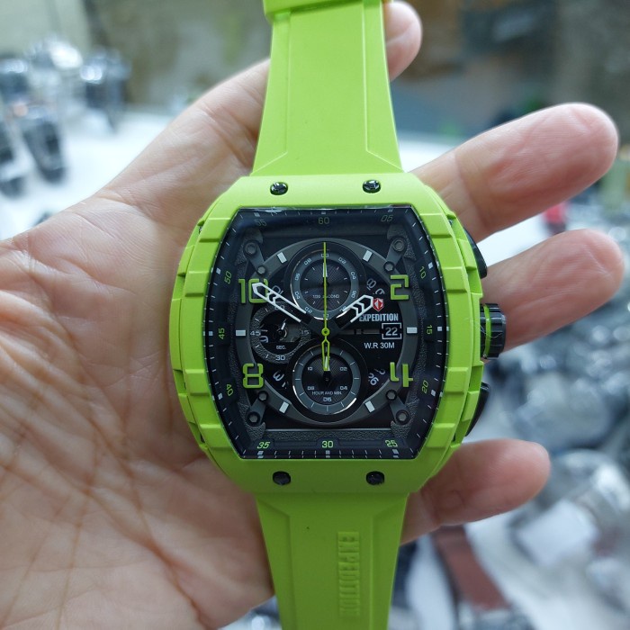 ✨Ready Jam Tangan Pria Expedition E6782 E 6782 Rubber Green Stabillo Original Diskon