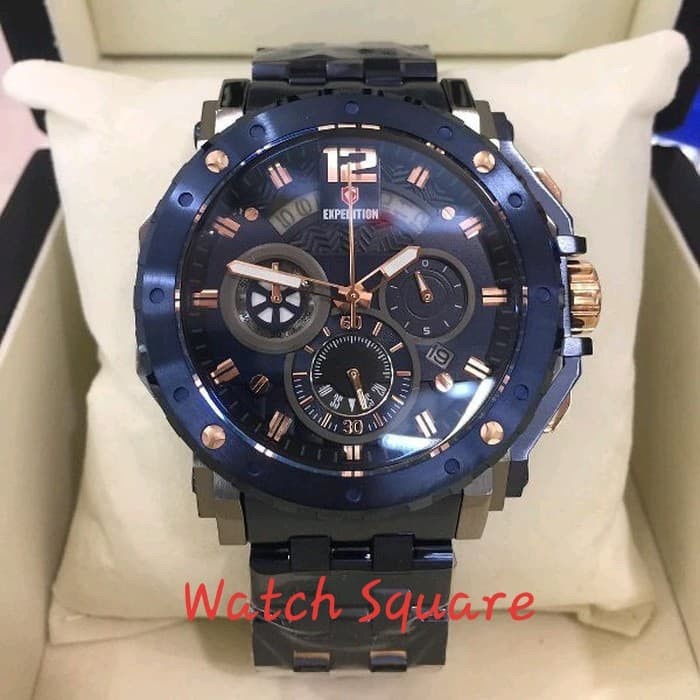 ✨Ready Jam Tangan Pria Expedition Original E6402M Blue Rosegold Berkualitas