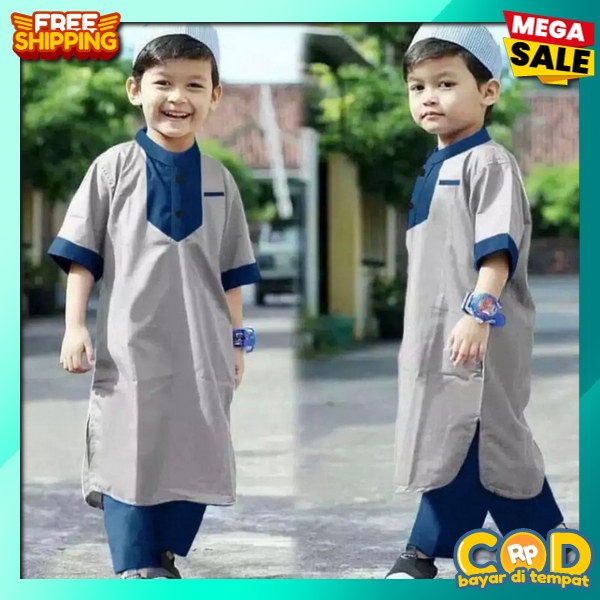 Busana Koko Plus Celana Bahan Adem Oneset Baju Anak Hari Raya Stelan Stelam Kokp Fashion Premium Set