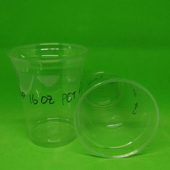 Produk Terbaik] GELAS PLASTIK 16 OZ PET + TUTUP SIP / CUP 16 OZ PET + TUTUP SIP@50 PCS