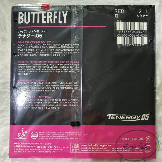 Tenergy 05 2.1mm~ Karet Bet Pingpong Butterfly Tenergy 05