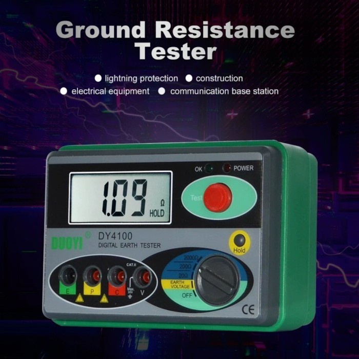 ✅Original Duoyi Dy4100Digital Earth Tester Grounding/Earth Resisitance Tester Berkualitas