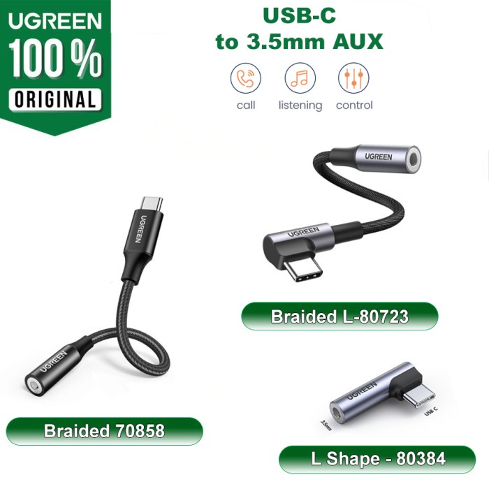 UGREEN TYPE C TO JACK 3.5 MM FEMALE JACK EARPHONE KABEL ADAPTER