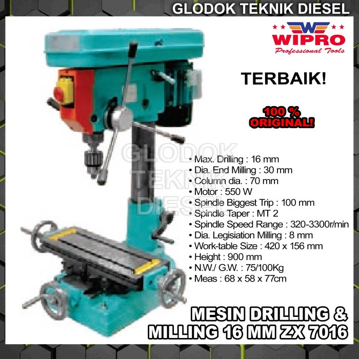 ✅Baru Wipro Mesin Drilling  Milling 16 Mm Bor Duduk 16Mm Zx 7016 Zx7016 Ori Terbaru