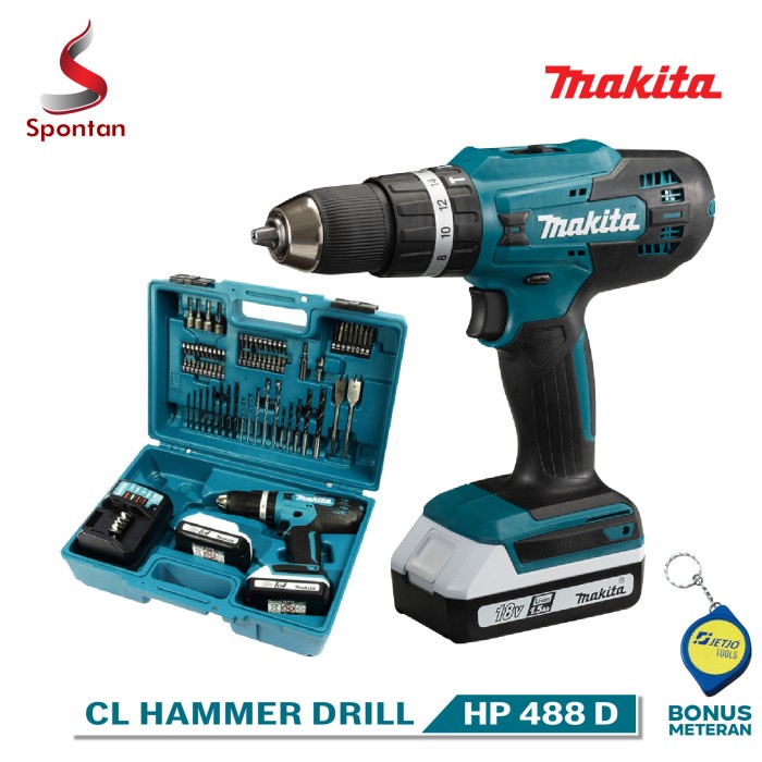 ✅New Cordless Bor Beton Hammer Drill Makita Hp488 Hp 488 D Terbaru